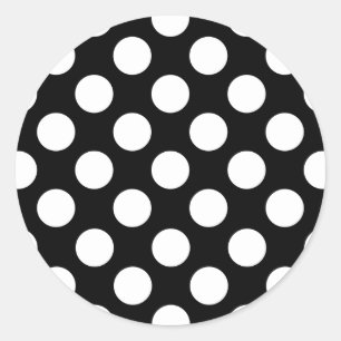 Sticker Rond Motif Pois noir et blanc élégant