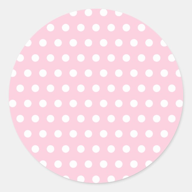 Sticker Rond Motif Pois rose et blanc. (Devant)