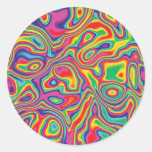 Sticker Rond Motif psychédélique d'huile d'arc-en-ciel