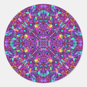 Sticker Rond Motif Purple Mandala Hippie