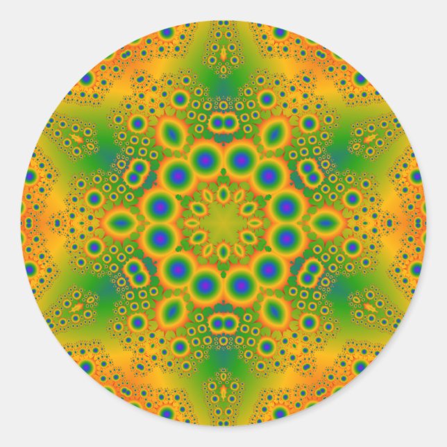 Sticker Rond Motif radial psychédélique : (Devant)