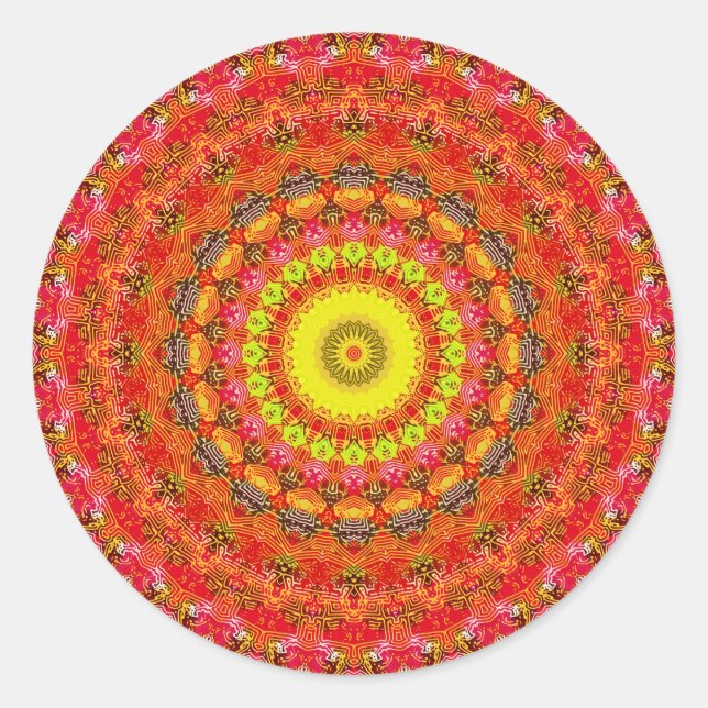 Sticker Rond Motif radial psychédélique : (Devant)