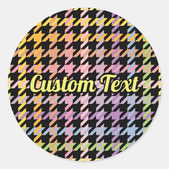 Sticker Rond Motif Rainbow Houndstooth (Devant)