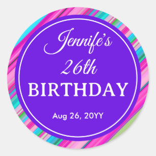 Sticker Rond Motif rayures arc-en-ciel Anniversaire Templa pers