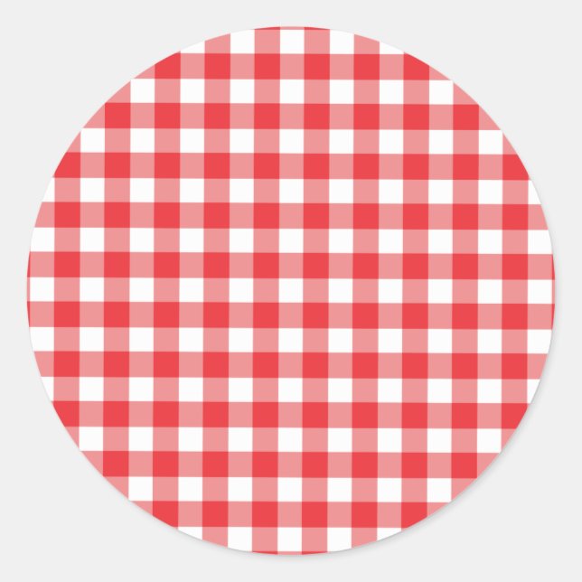 Sticker Rond Motif rouge et blanc En vichy (Devant)