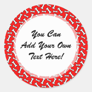 Sticker Rond Motif rouge lumineux drôle d'os de chien pour des