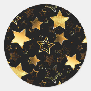Sticker Rond Motif sans couture avec étoiles d'or
