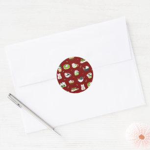 Sticker Rond Motif sans couture de chat au matcha Kawaii