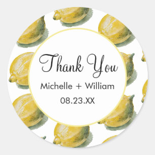 Sticker Rond Motif sans couture moderne aquarelle mariage citro