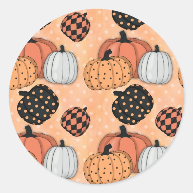 Sticker Rond Motif Sans Faille Avec Citrouilles.Jour De L'Actio (Devant)