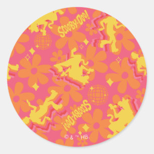 Sticker Rond Motif Scooby-Doo Disco super