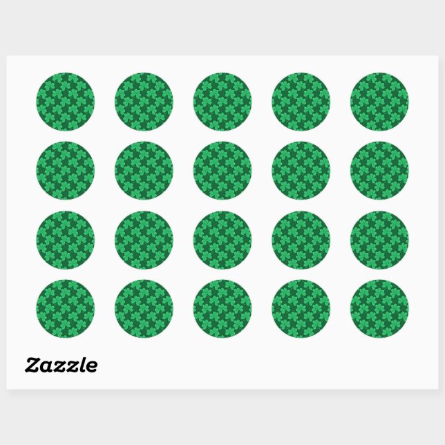 Sticker Rond Motif Shamrock vert (Feuille)