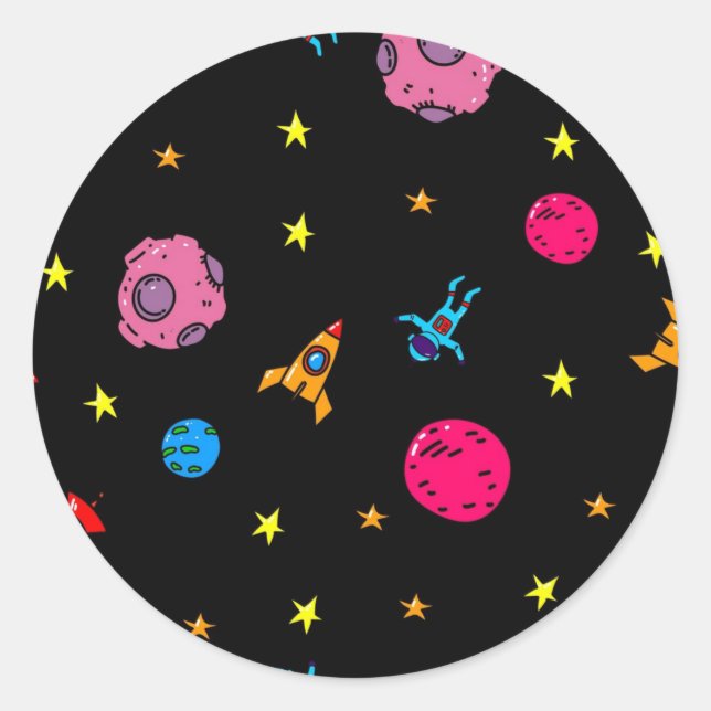 Sticker Rond Motif spatial (Devant)
