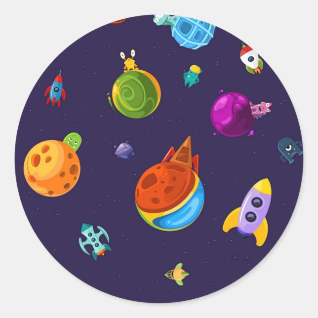 Sticker Rond Motif spatial (Devant)