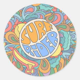 Sticker Rond Motif surf Rider