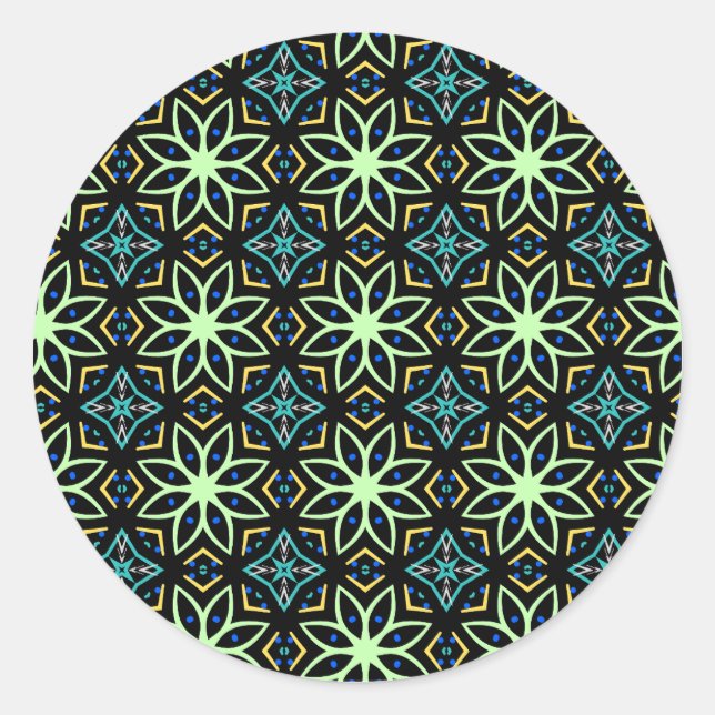 Sticker Rond Motif symétrique floral sans joint (Devant)