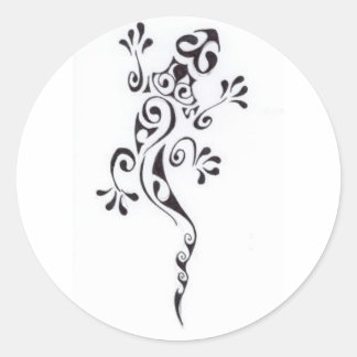 Sticker Rond Motif-tatouage-lézard-polyn-sien