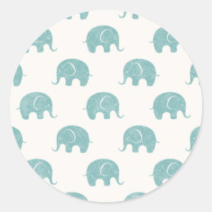 Sticker Rond Motif Turquoise Cute Elephant