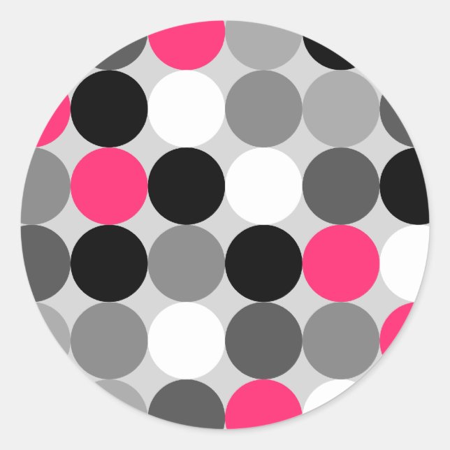 Sticker Rond Motif vectoriel points rose et blanc (Devant)