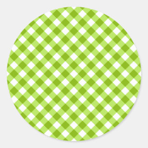 Sticker Rond Motif vert clair En vichy