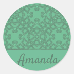 Sticker Rond Motif vert menthe personnalisé