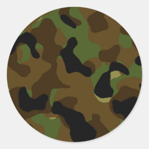 Sticker Rond Motif vert militaire de camouflage de Camo d'armée