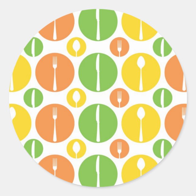 Sticker Rond Motif vintage Cutlery (Devant)
