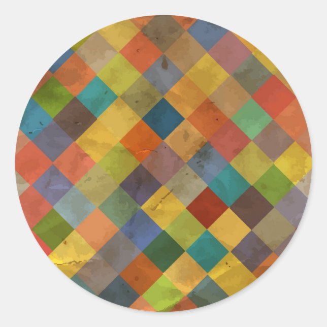 Sticker Rond motif vintage. Géométrique. (Devant)