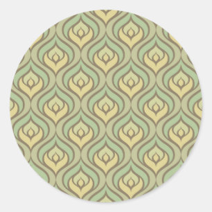 Sticker Rond Motif vintage rétro vert et jaune