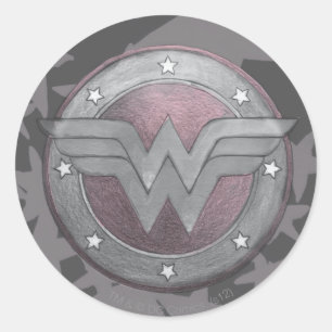 Sticker Rond Motif Wonder Woman Shield