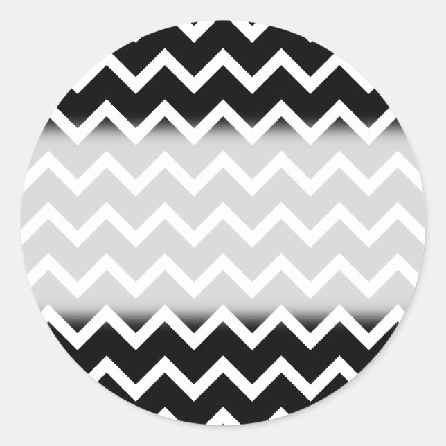 Sticker Rond Motif Zag noir et blanc. (Devant)
