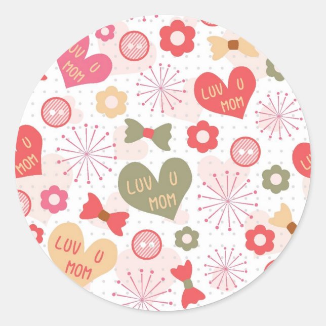 Sticker Rond Motifs de la fête des mères (Devant)