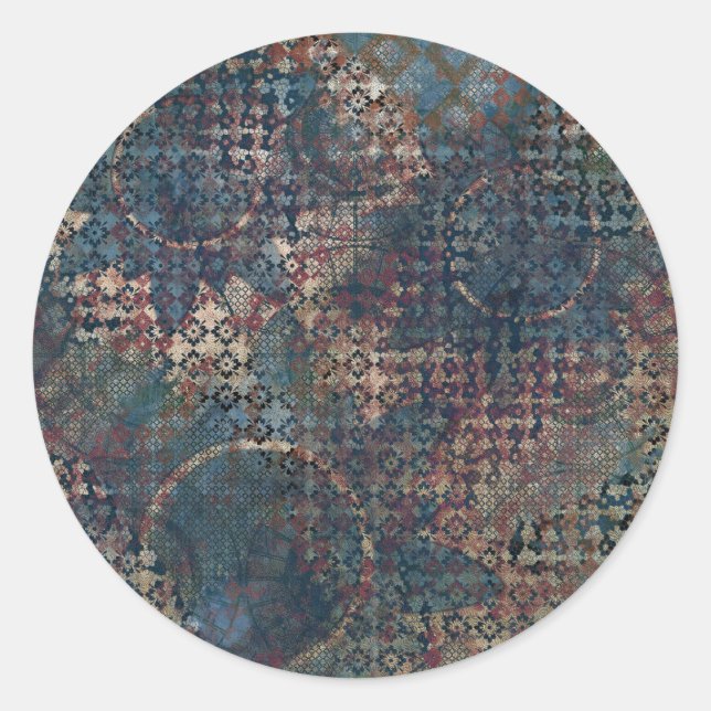 Sticker Rond Motifs grungy avec des patchwork de Textures (Devant)