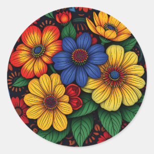 Sticker Rond Motifs tribaux africains floraux