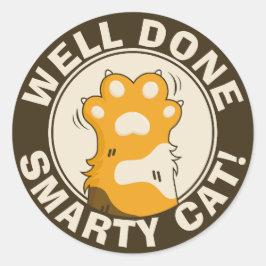 Sticker Rond Motivational Well done Smarty Cat Cute Reward