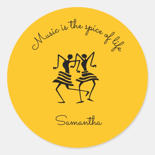 Sticker Rond Motivationnel, Silhouette Célébration Danseurs (Devant)
