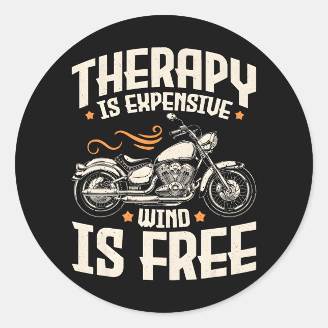 Sticker Rond Moto cool cavalier Hommes Thérapie Moto (Devant)