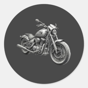 Sticker Rond Moto Cruiser Rétro Monochrome