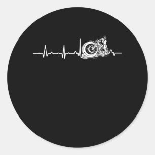 Sticker Rond Moto Heartbeat J'aime ma moto