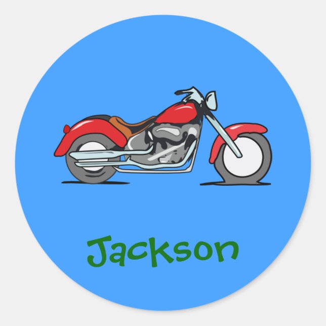 Sticker Rond Moto rouge de bande dessinée - motocyclette (Devant)