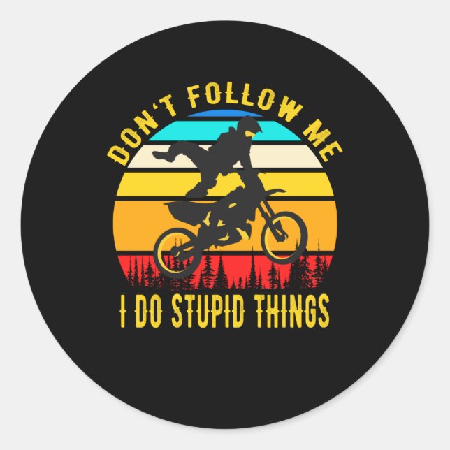 Sticker Rond Motocross drôle Motorcycle Dirt Bike (Devant)