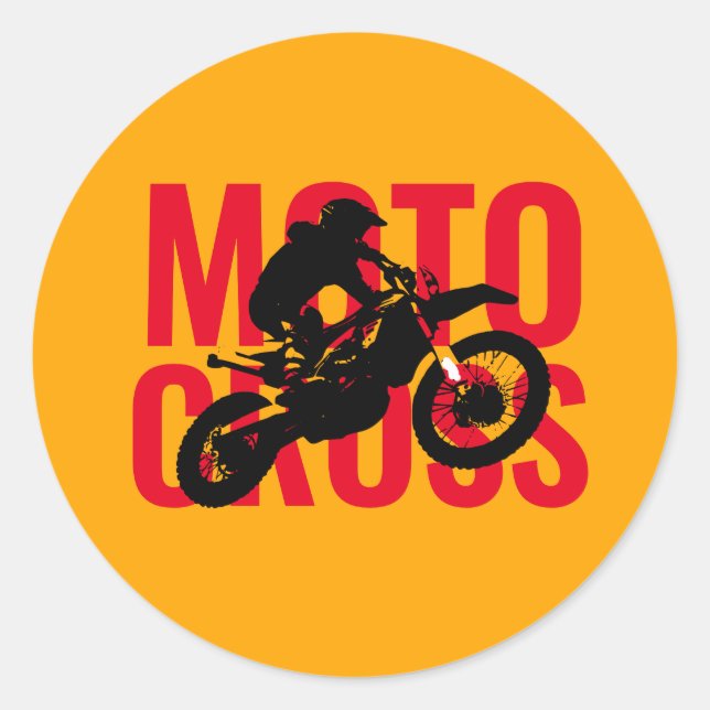 Sticker Rond Motocross Motorcycle Sport Pop Art (Devant)