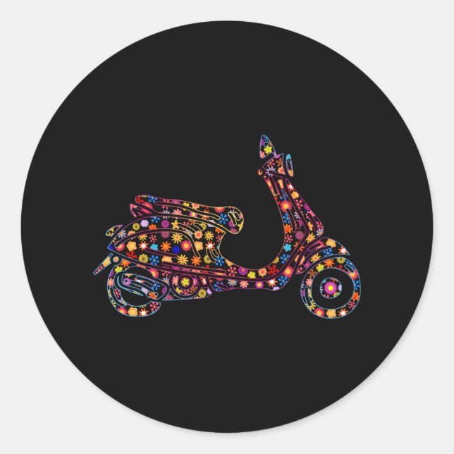 Sticker Rond Motocyclette Motif à fleurs (Devant)