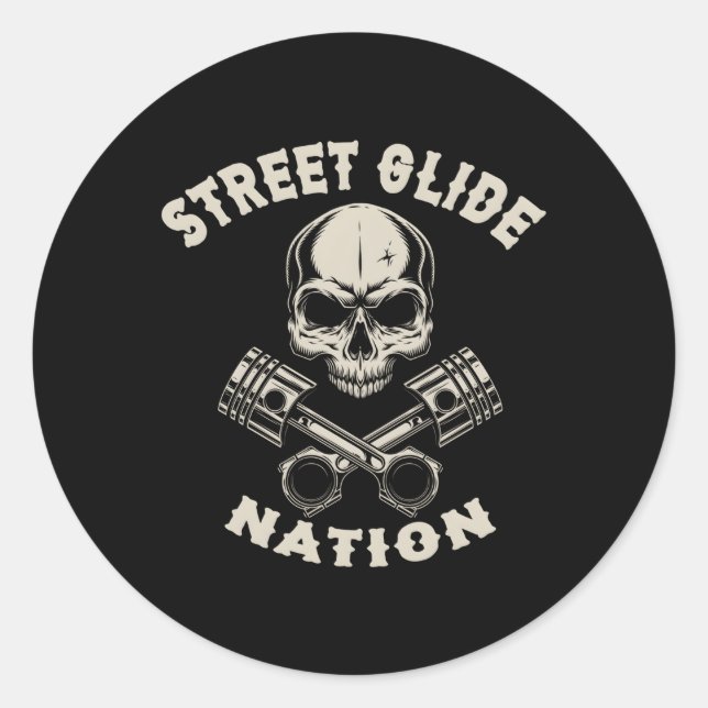 Sticker Rond Motocyclette motocyclette Street Glide Nation (Devant)