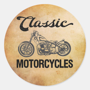 Sticker Rond Motocyclettes classiques motard vintage