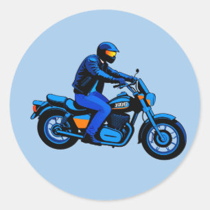 Sticker Rond Motocycliste élégant