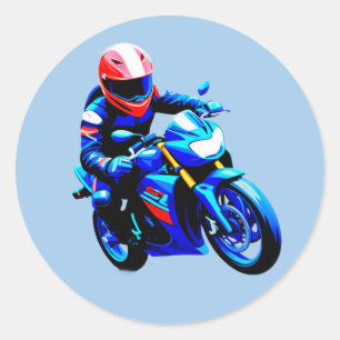 Sticker Rond Motocycliste élégant