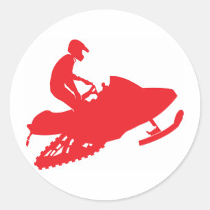 Sticker Rond Motoneige/Motoneige rouge
