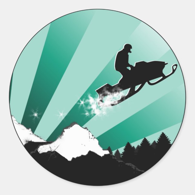 Sticker Rond motoneige. pthalo. (Devant)