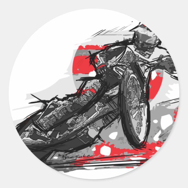 Sticker Rond Motorcycle Racing Speedway Flat Track (Devant)